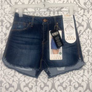 Womens size 1 distressed high rise real curve REWASH brand denim shorts NEW